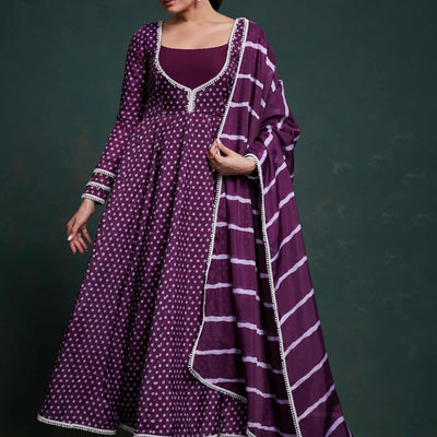 Purple Organza Dress with Charming Prints – Ready to Wear