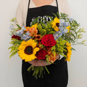 Red Meets Sunflower Flower Bouquet