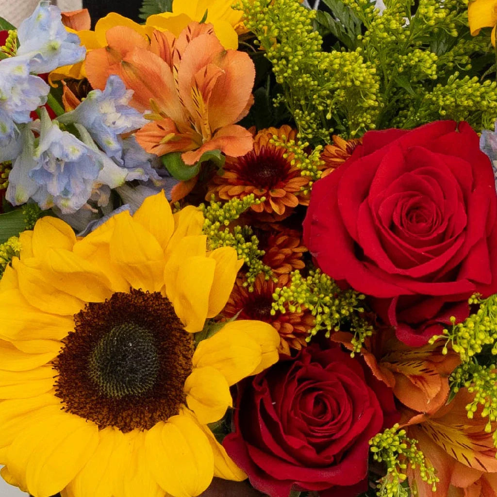 Red Meets Sunflower Flower Bouquet