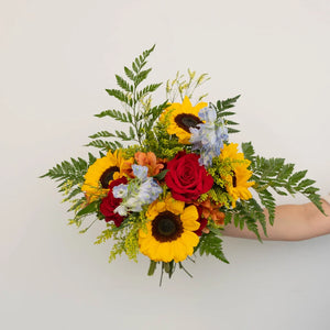 Red Meets Sunflower Flower Bouquet
