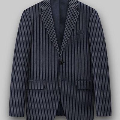 Reda Bravon Dark Blue Stripe Wool Jacket