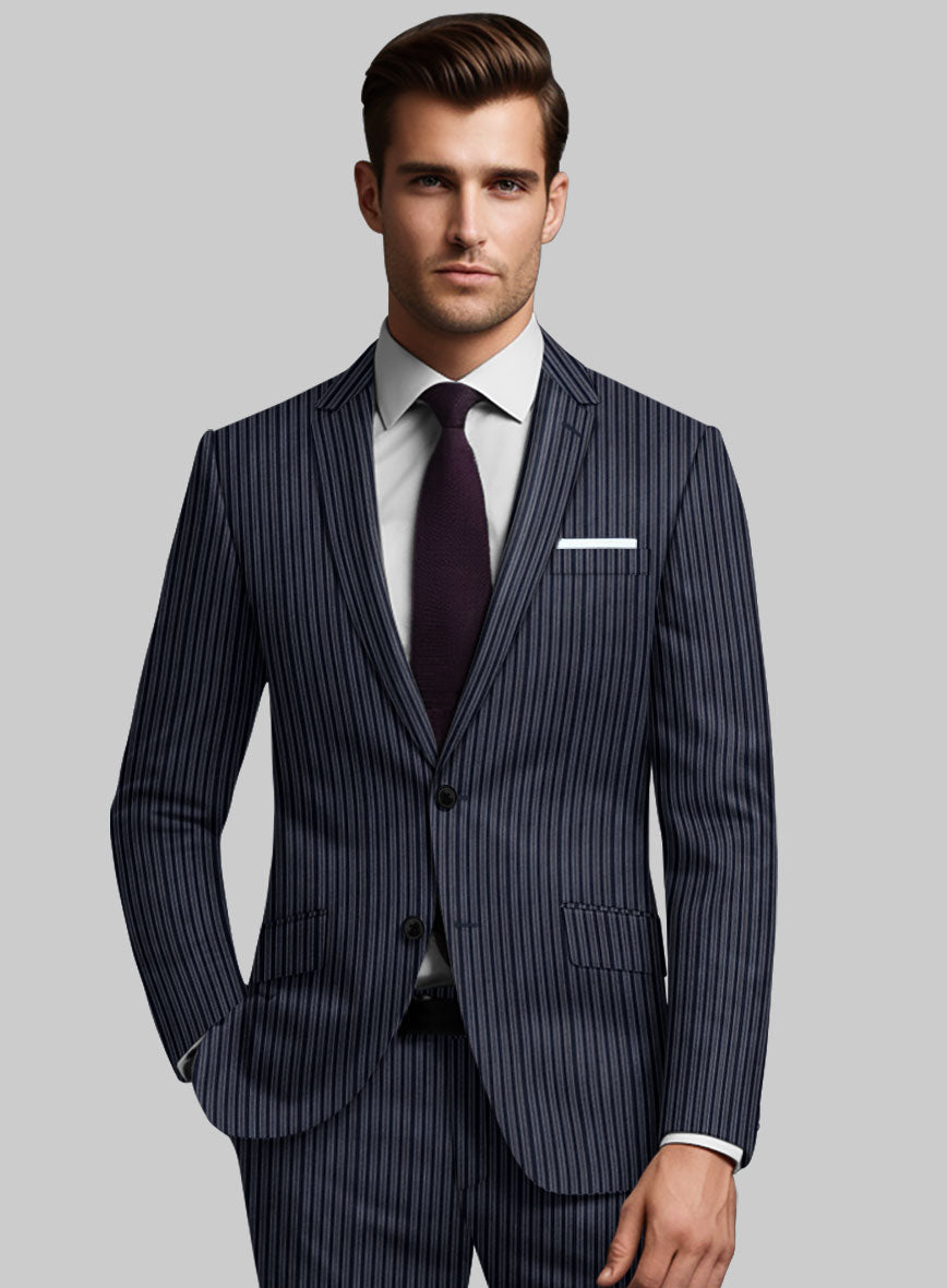 Reda Bravon Dark Blue Stripe Wool Jacket
