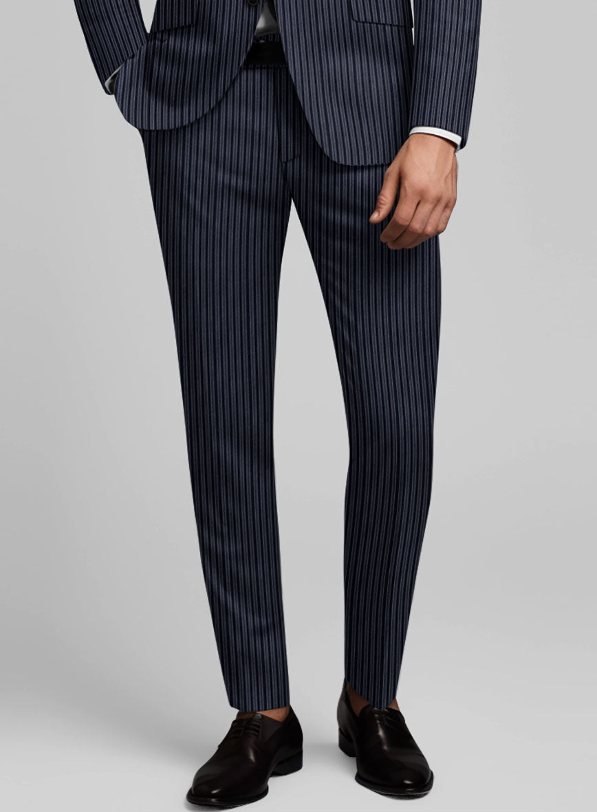 Reda Bravon Dark Blue Stripe Wool Pants