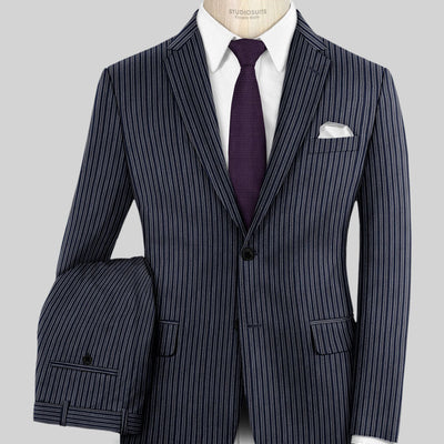 Reda Bravon Dark Blue Stripe Wool Suit