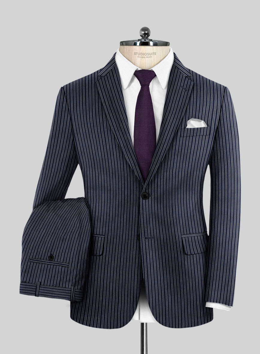 Reda Bravon Dark Blue Stripe Wool Suit