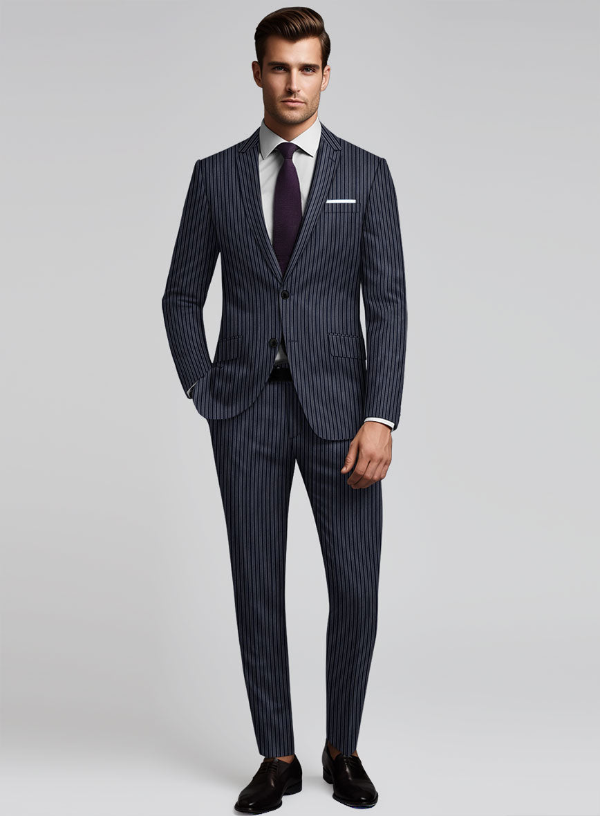 Reda Bravon Dark Blue Stripe Wool Suit