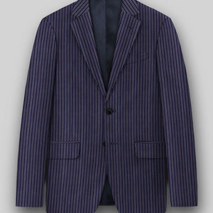 Reda Bravon Navy Blue Stripe Wool Jacket
