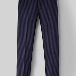 Reda Bravon Navy Blue Stripe Wool Pants