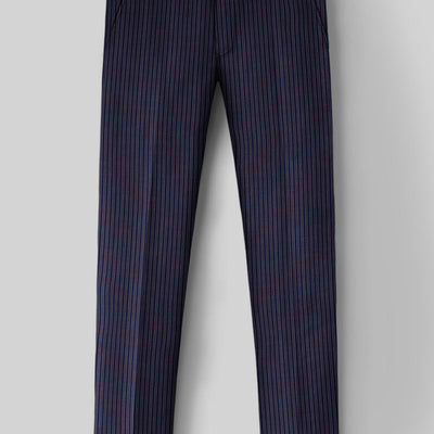 Reda Bravon Navy Blue Stripe Wool Pants