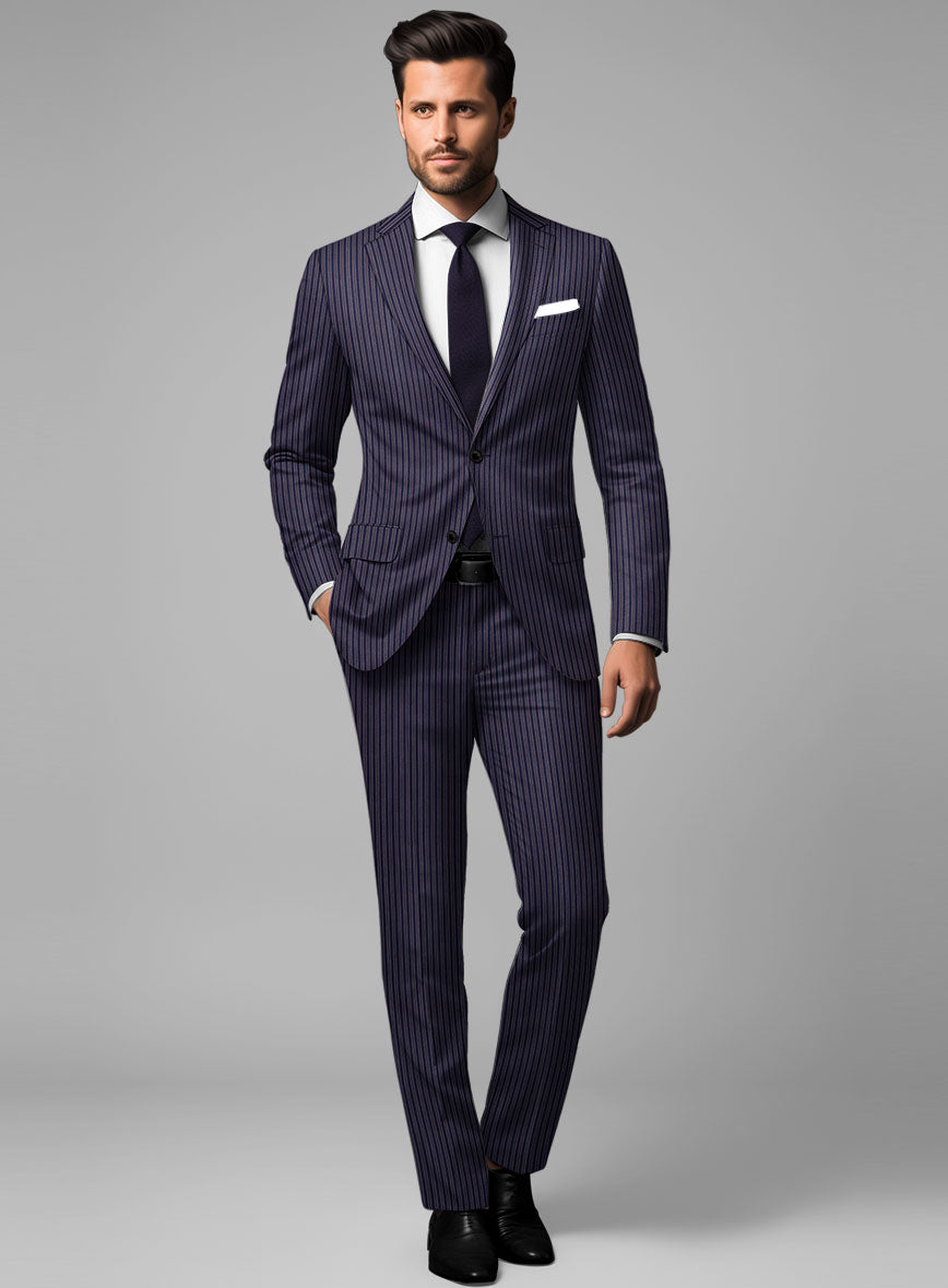 Reda Bravon Navy Blue Stripe Wool Suit