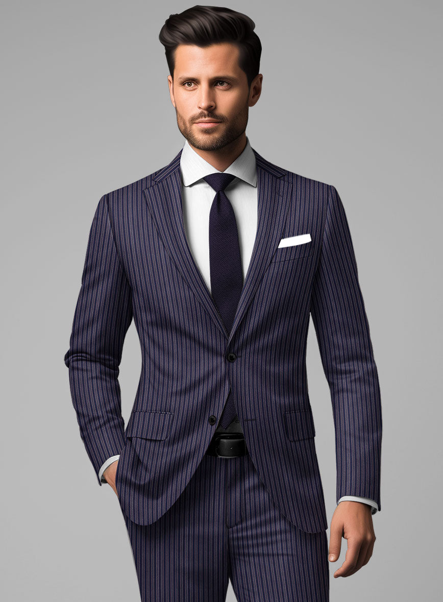 Reda Bravon Navy Blue Stripe Wool Suit