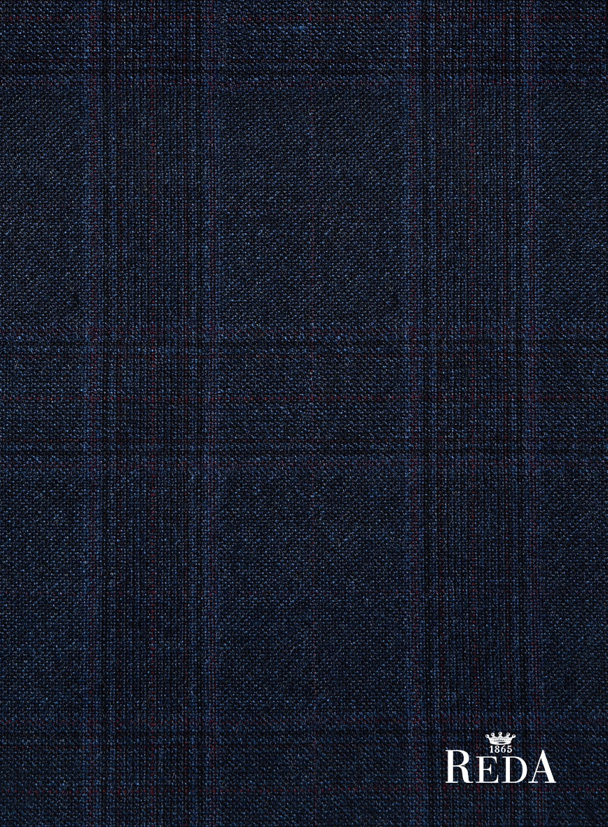 Reda Elian Blue Checks Wool Pants