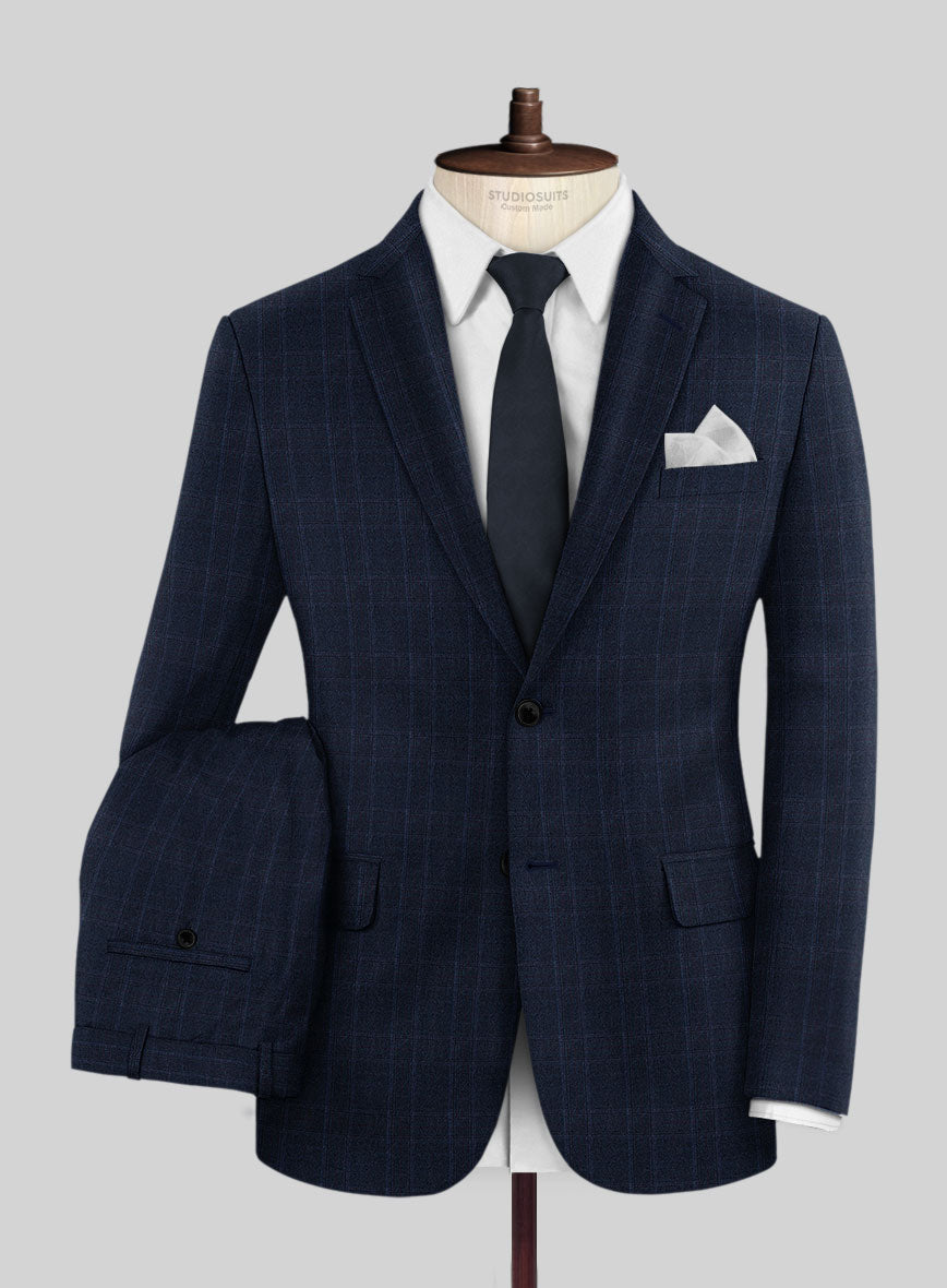 Reda Elian Blue Checks Wool Suit