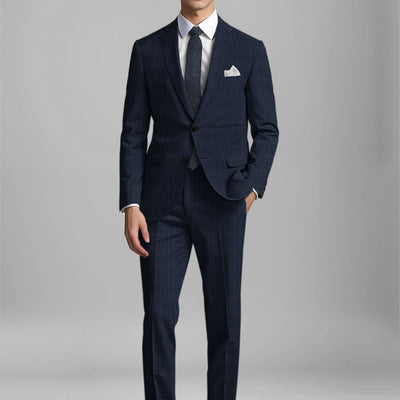 Reda Elian Blue Checks Wool Suit