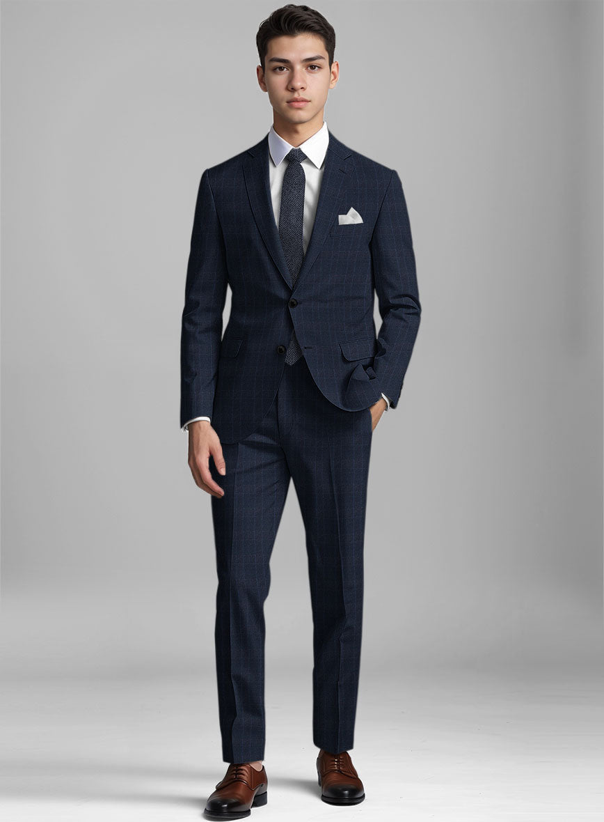 Reda Elian Blue Checks Wool Suit
