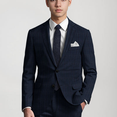 Reda Elian Blue Checks Wool Suit