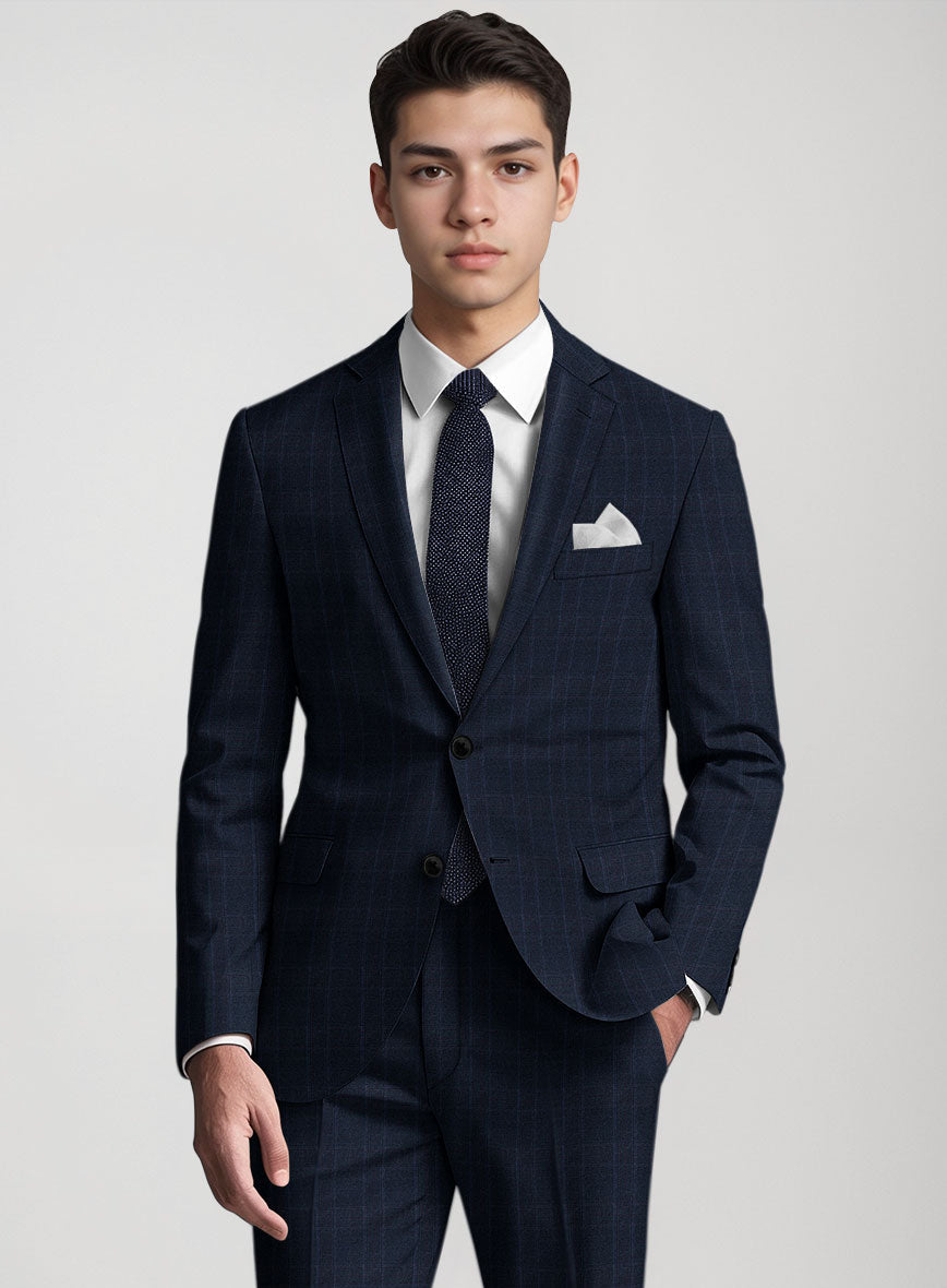 Reda Elian Blue Checks Wool Suit