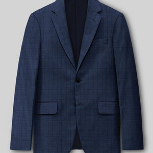Reda Erlon Royal Blue Checks Wool Jacket