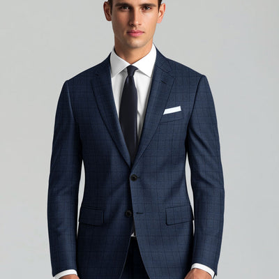 Reda Erlon Royal Blue Checks Wool Jacket