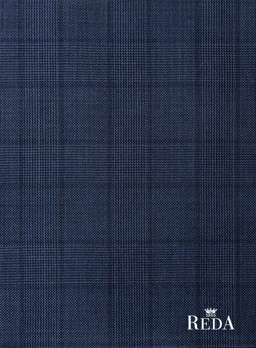 Reda Erlon Royal Blue Checks Wool Jacket