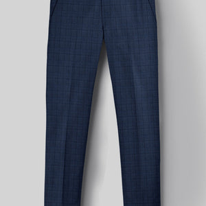 Reda Erlon Royal Blue Checks Wool Pants