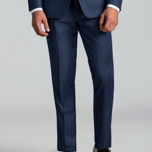 Reda Erlon Royal Blue Checks Wool Pants