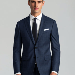 Reda Erlon Royal Blue Checks Wool Suit
