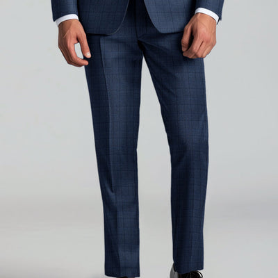 Reda Erlon Royal Blue Checks Wool Suit
