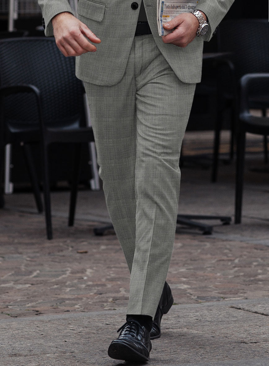 Reda Fivaro Black Checks Wool Pants