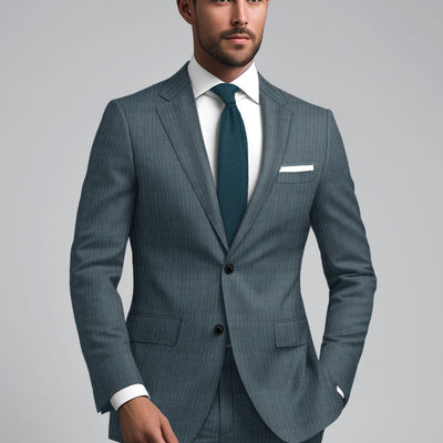 Reda Tibaro Blue Stripe Wool Jacket