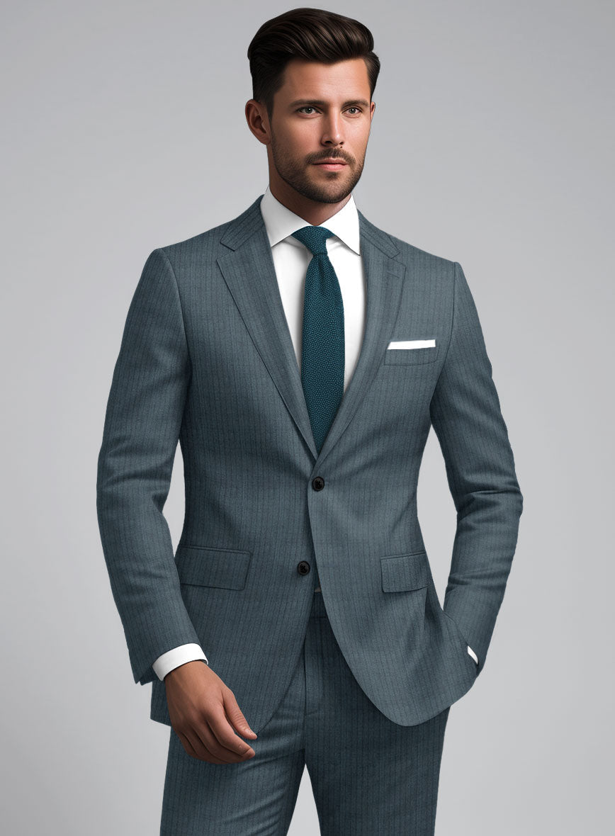 Reda Tibaro Blue Stripe Wool Jacket