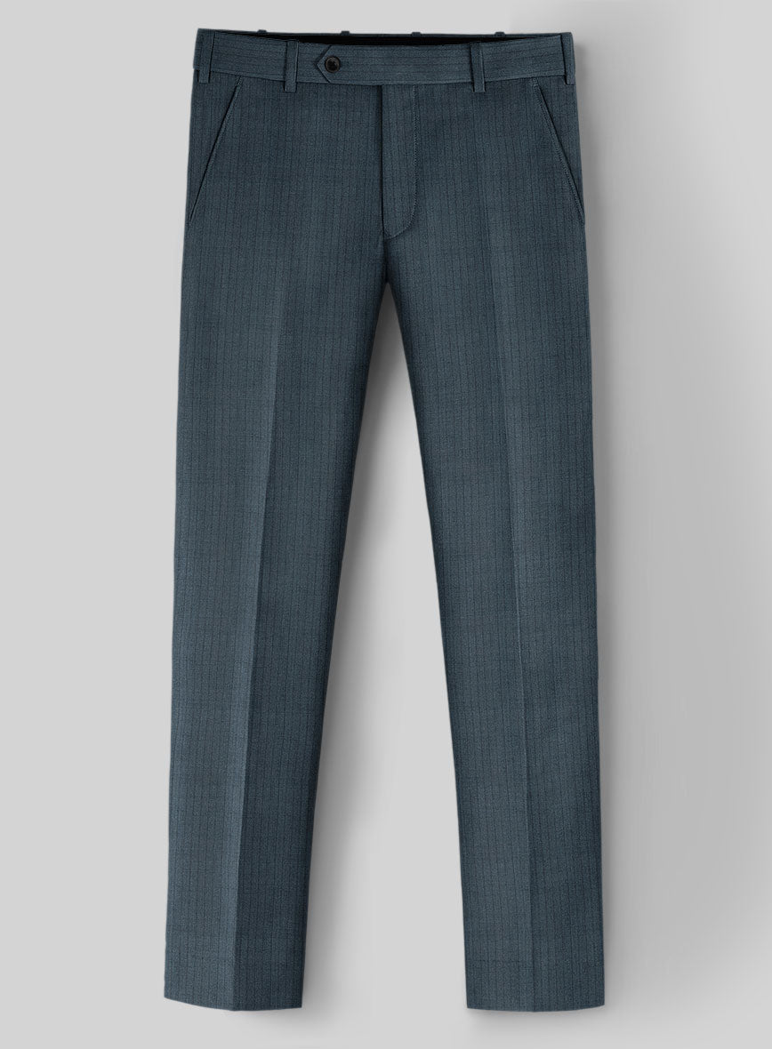 Reda Tibaro Blue Stripe Wool Pants