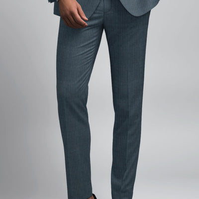 Reda Tibaro Blue Stripe Wool Pants