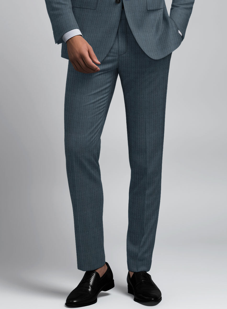 Reda Tibaro Blue Stripe Wool Pants