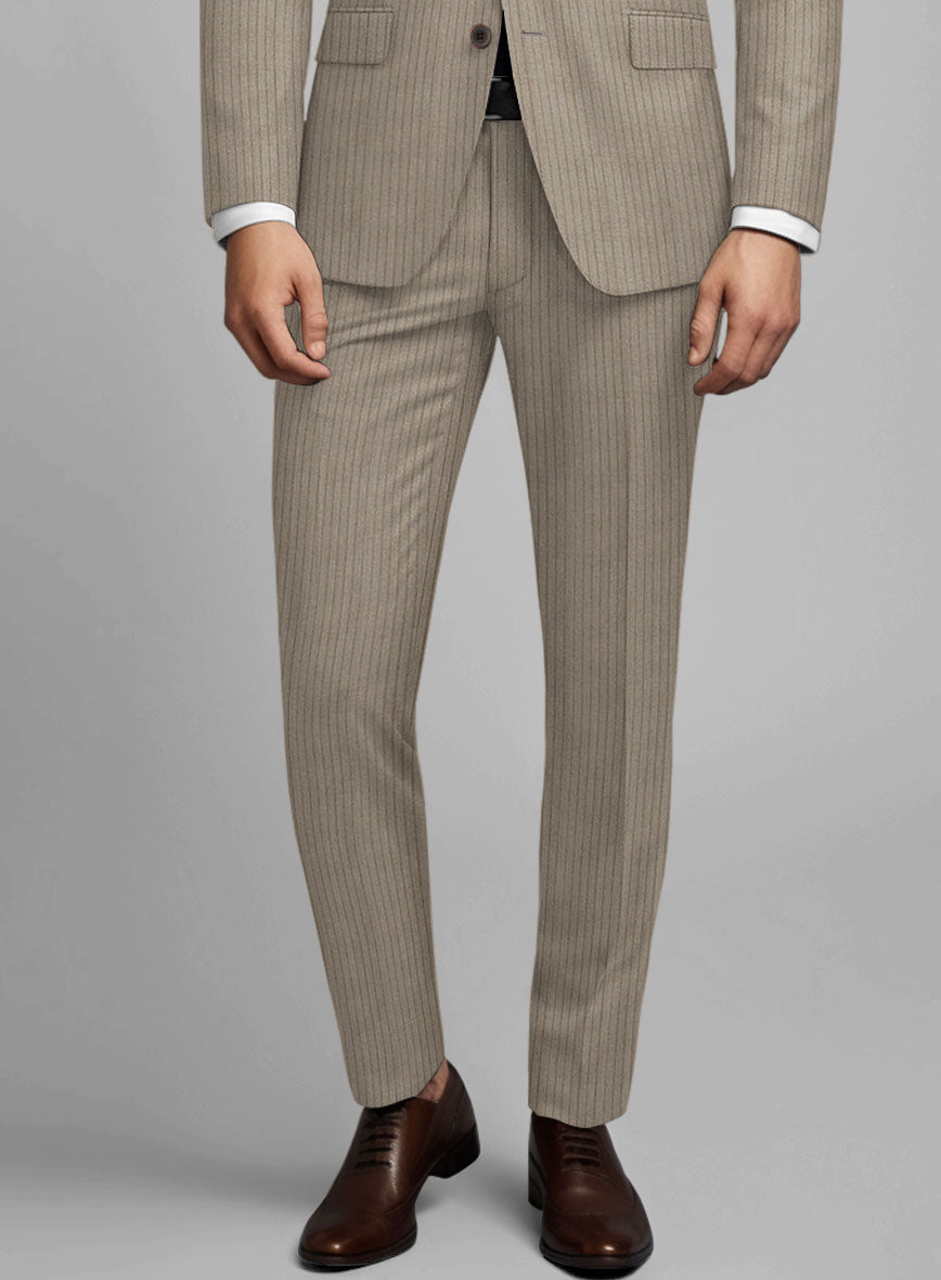 Reda Tibaro Brown Stripe Wool Pants