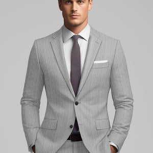 Reda Tibaro Gray Stripe Wool Jacket
