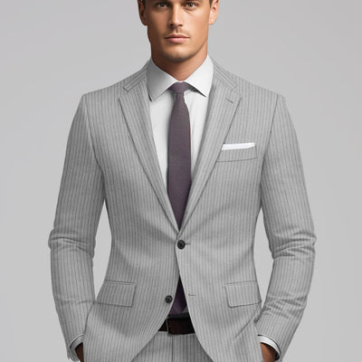 Reda Tibaro Gray Stripe Wool Jacket