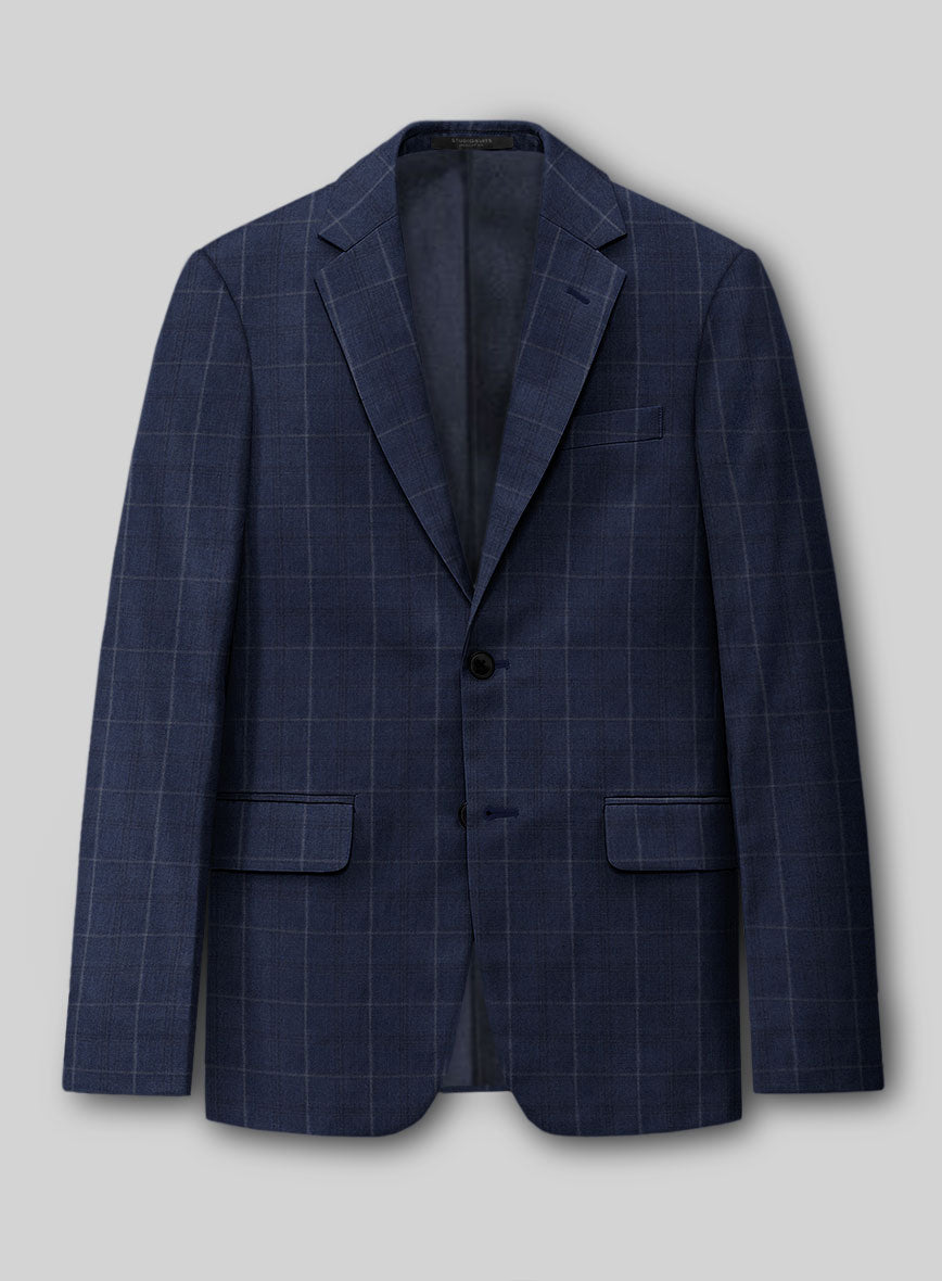 Reda Trivon Blue Checks Wool Jacket