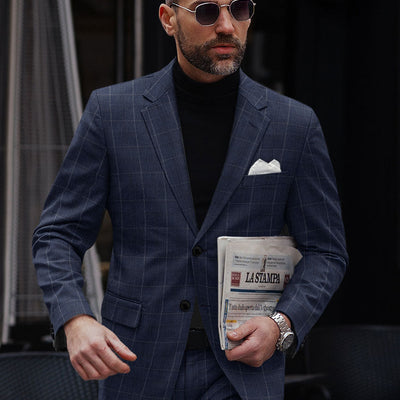 Reda Trivon Blue Checks Wool Jacket