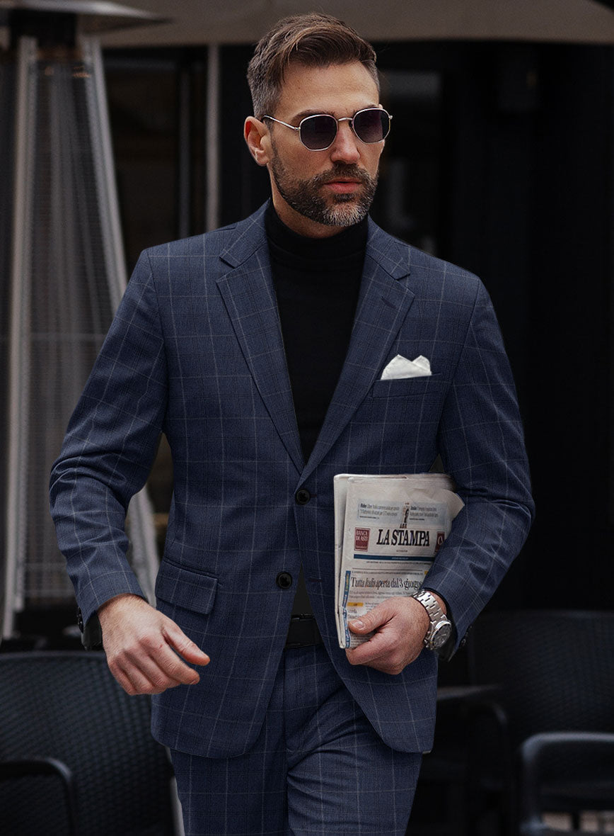 Reda Trivon Blue Checks Wool Jacket