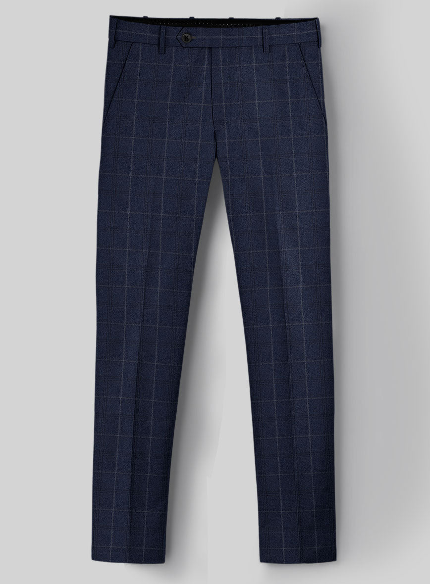 Reda Trivon Blue Checks Wool Pants