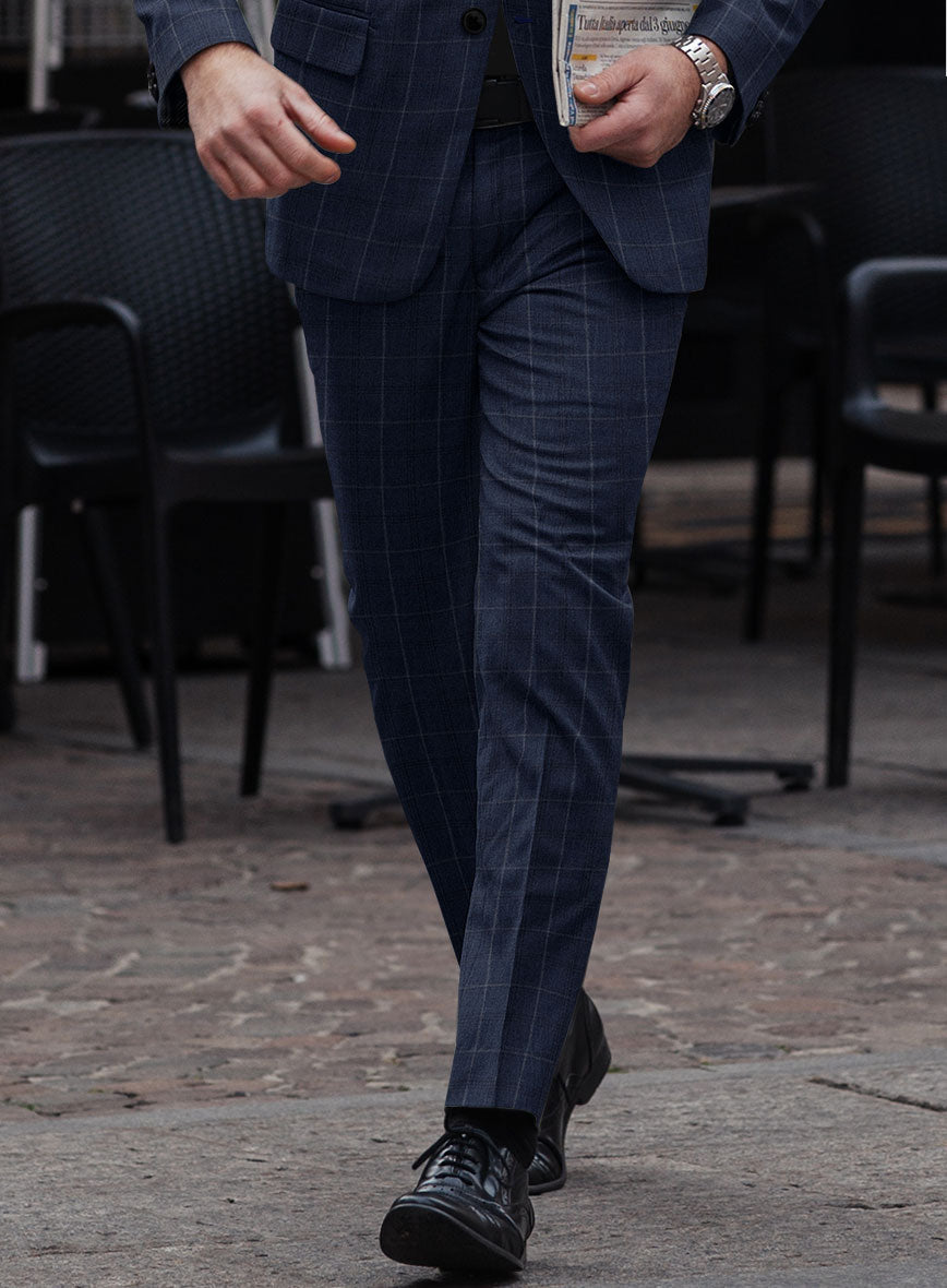 Reda Trivon Blue Checks Wool Pants