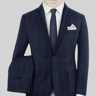 Reda Trivon Blue Checks Wool Suit