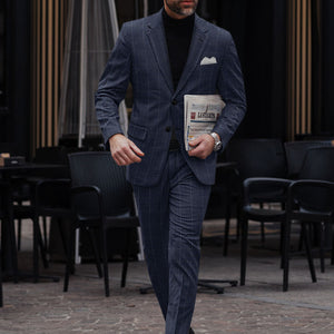 Reda Trivon Blue Checks Wool Suit