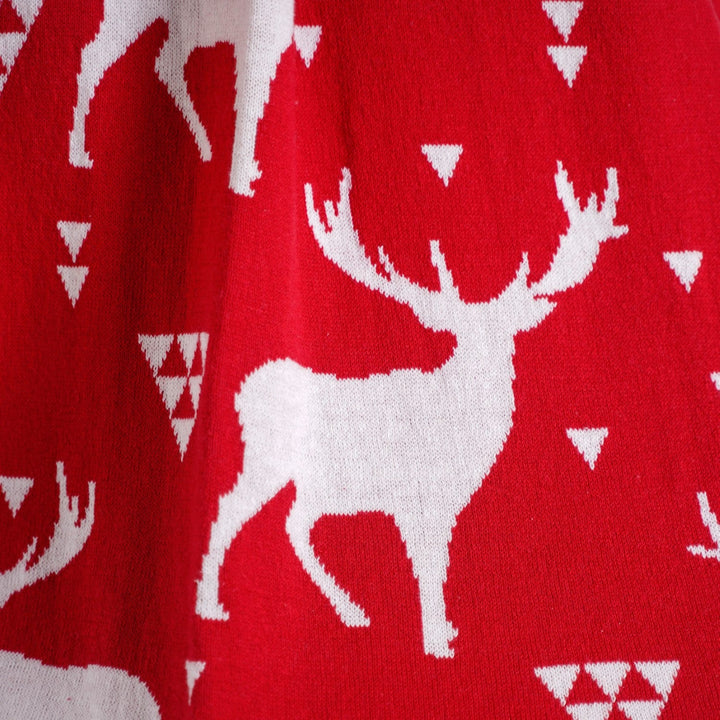 Reindeer Reversible Throw Blanket Red White