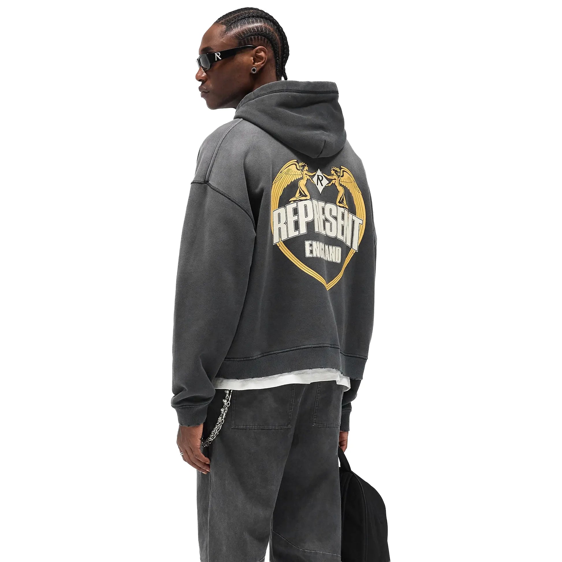 Represent Rep Angel Border Stained Black Hoodie