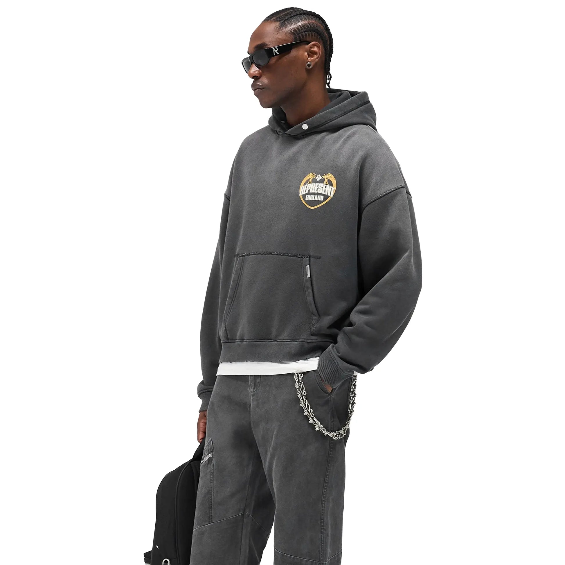 Represent Rep Angel Border Stained Black Hoodie