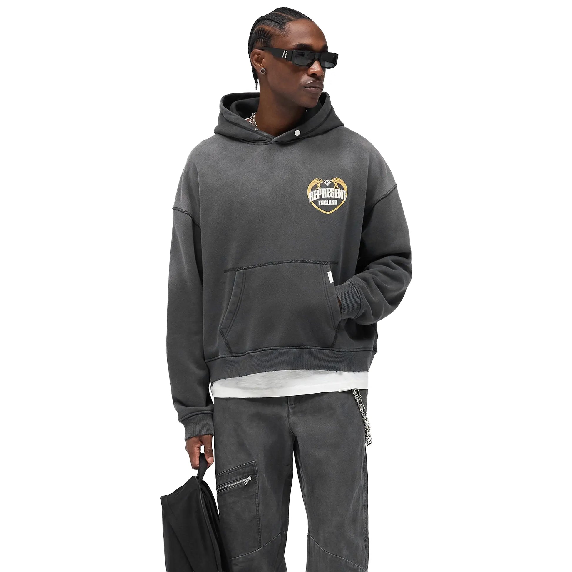 Represent Rep Angel Border Stained Black Hoodie