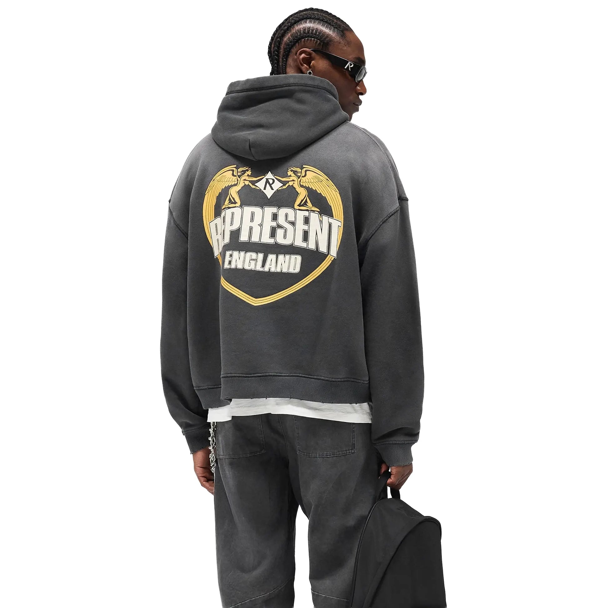 Represent Rep Angel Border Stained Black Hoodie