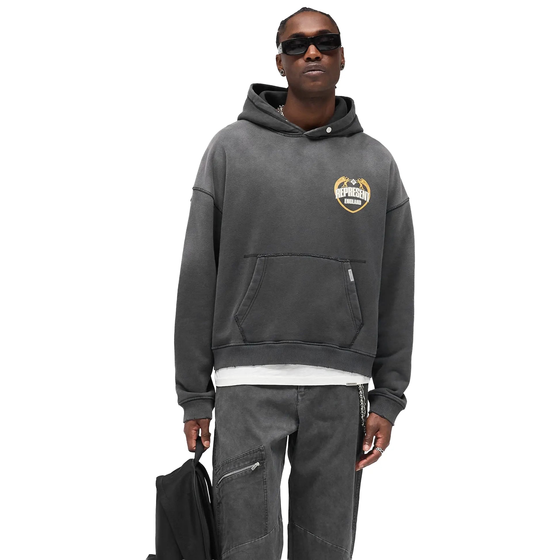 Represent Rep Angel Border Stained Black Hoodie